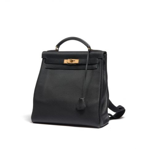 Hermes Kelly Ado Backpack Clemence Leather Gold Hardware In Grey