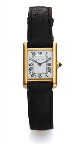 vintage cartier ladies tank 18ct gold strap watch