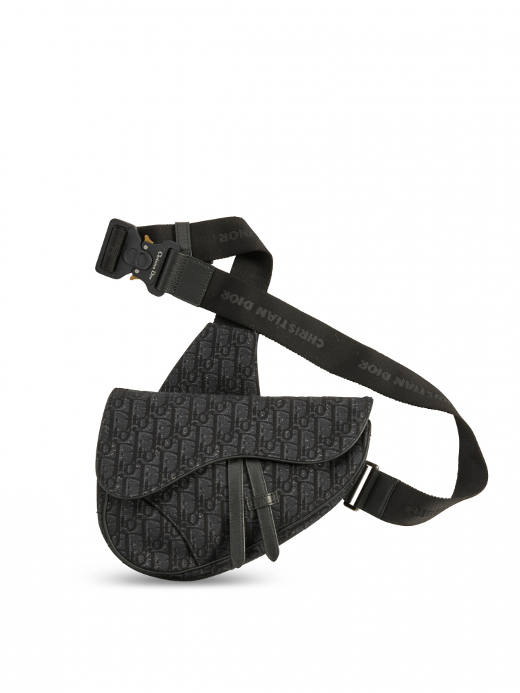 Sold at Auction: Dior Black Ostrich Saddle Bag