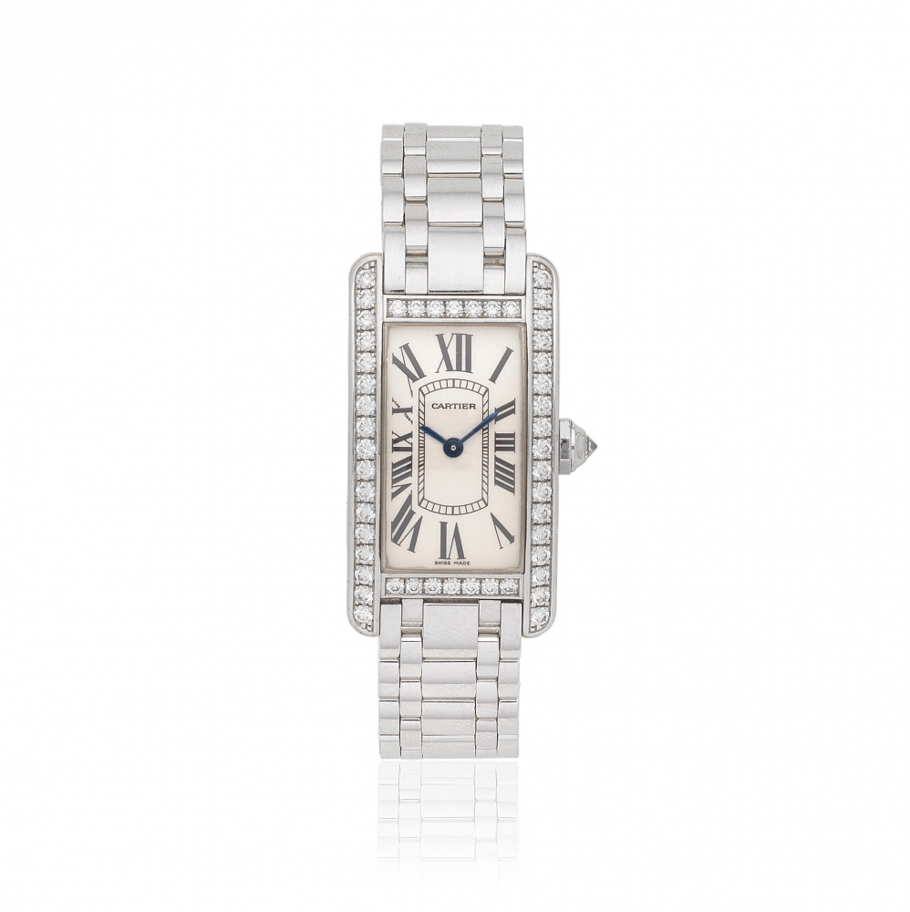 Used Cartier Tank Americaine WB7073L1 18k white W527293