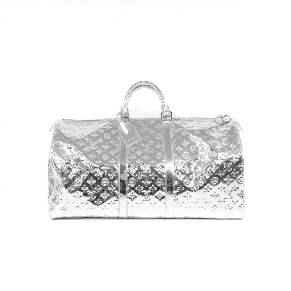 Louis Vuitton Limited Edition Silver Monogram Miroir Keepall 55