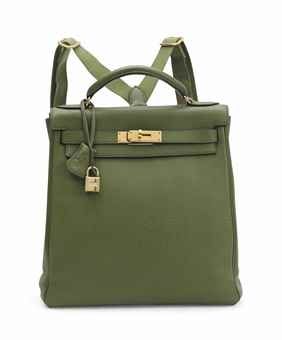 Hermes Kelly Ado Backpack in Clemence Leather Stamp D - Vert