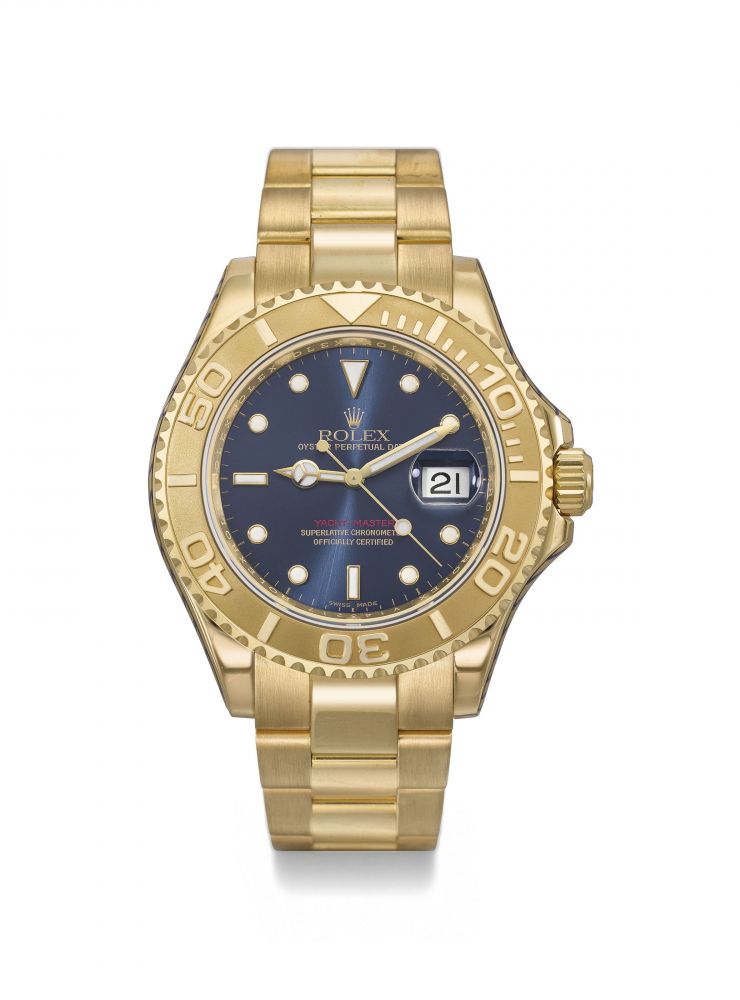 Rolex Yacht-Master Blue 16628 Yellow Gold Watch 40mm - Luxury