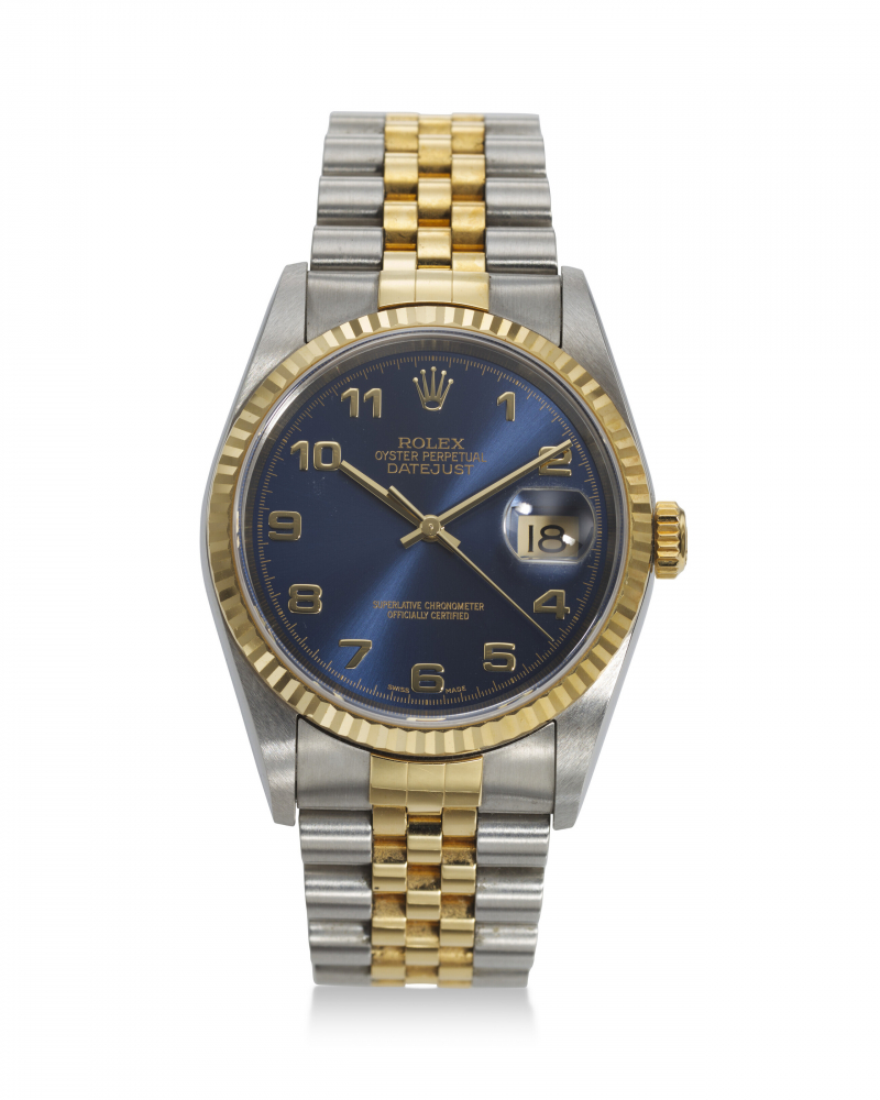 ROLEX, REF. 16233 STAINLESS STEEL AND 18K YELLOW GOLD 'OYSTER PERPETUAL  DATEJUST' WRISTWATCH, CIRCA 1990