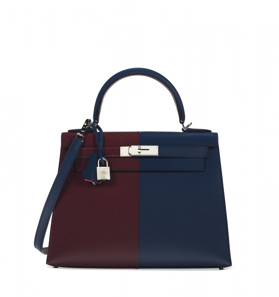 Sold at Auction: Hermes Kelly Handbag Bleu De Prusse Togo with Palladium  Hardware 35 Blue