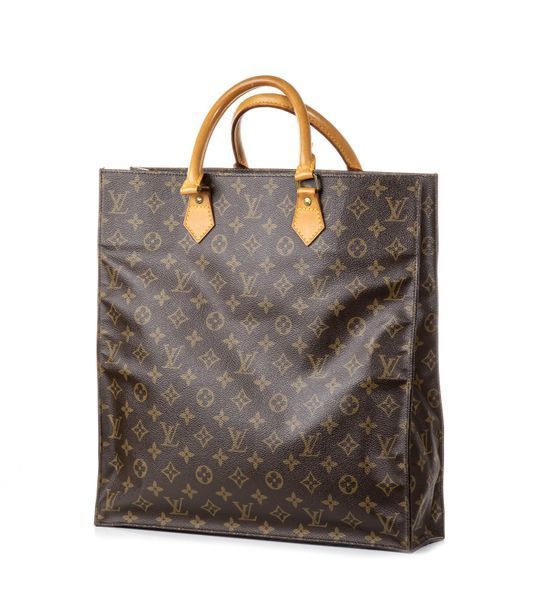 Lot - Vintage Louis Vuitton monogram canvas Sac Plat tote with rolled  leather handles