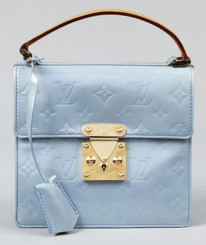Louis Vuitton, Louis Vuitton light Blue Grey Vernis Lexington Pochette  Leather ref.170220 - Joli Closet