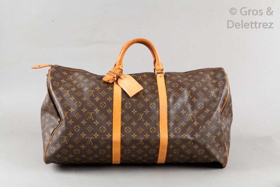 A CLASSIC MONOGRAM CANVAS & VVN LEATHER KEEPALL 60 WITH GOLD HARDWARE,  LOUIS VUITTON, 2003