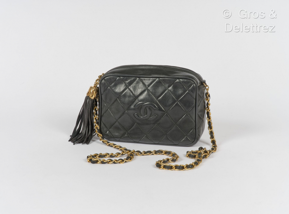 Chanel Vintage Shiny Black Crocodile CC Bag Gold Hardware, 1986-1988