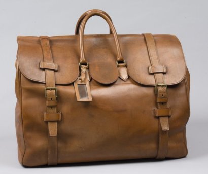 Hermes Vintage Leather gold Drag travel Bag