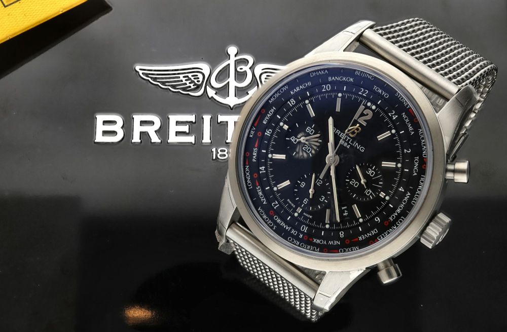 BREITLING, TRANSOCEAN UNITIME PILOT, REFERENCE MB0510, A LIMITED EDITION  PVD COATED STAINLESS STEEL CHRONOGRAPH WORLDTIME WRISTWATCH WITH DATE AND  BRACELET, CIRCA 2014, Watches Online, Watches