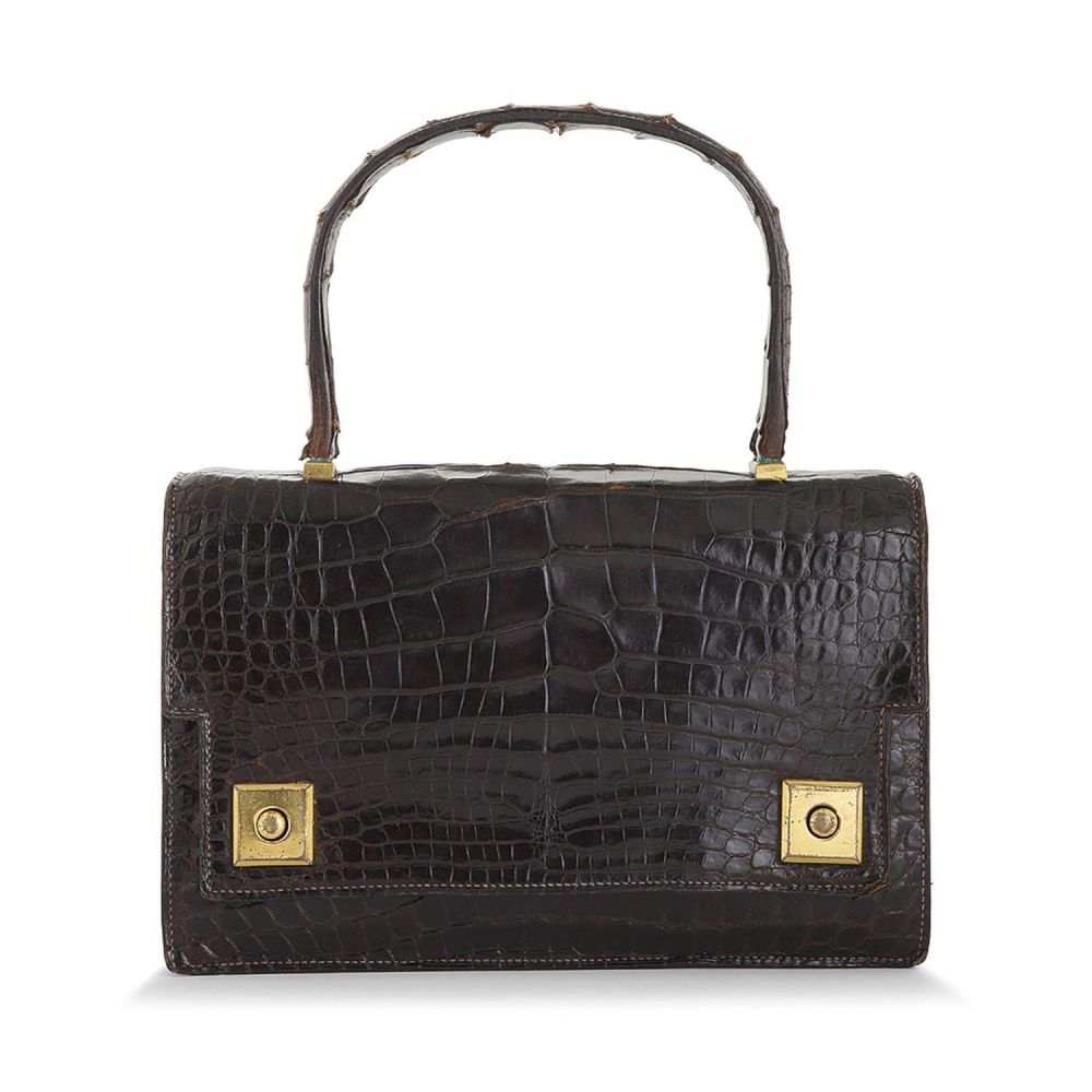 HERMÈS Piano Handbag Black Box Leather Vintage Circa 1960s W/Box